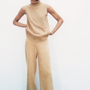ZARA beige sleeveless turtleneck sweater size L